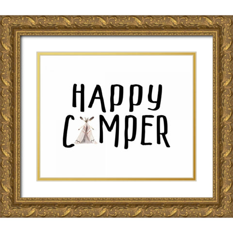 Happy Camper II Gold Ornate Wood Framed Art Print with Double Matting by Moss, Tara