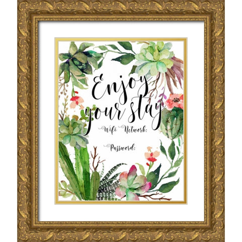 Enjoy Your Stay Gold Ornate Wood Framed Art Print with Double Matting by Moss, Tara