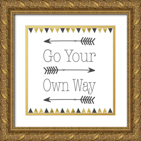 Go Your Own Way Square Gold Ornate Wood Framed Art Print with Double Matting by Moss, Tara