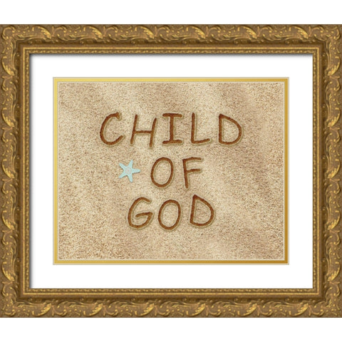 Child of God Sand Gold Ornate Wood Framed Art Print with Double Matting by Moss, Tara