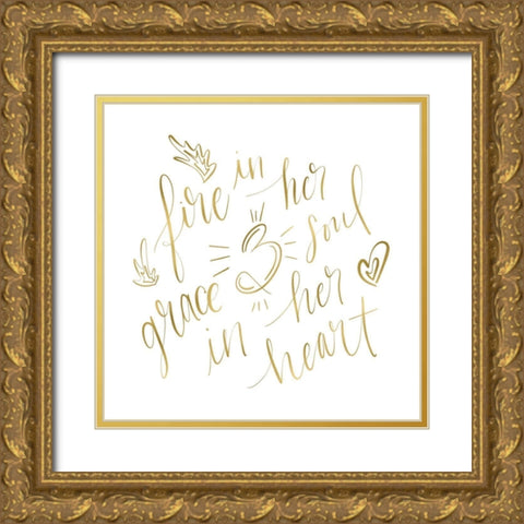 Fire in Her Soul Gold Gold Ornate Wood Framed Art Print with Double Matting by Moss, Tara