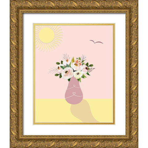 Flowers and Sunshine Gold Ornate Wood Framed Art Print with Double Matting by Moss, Tara