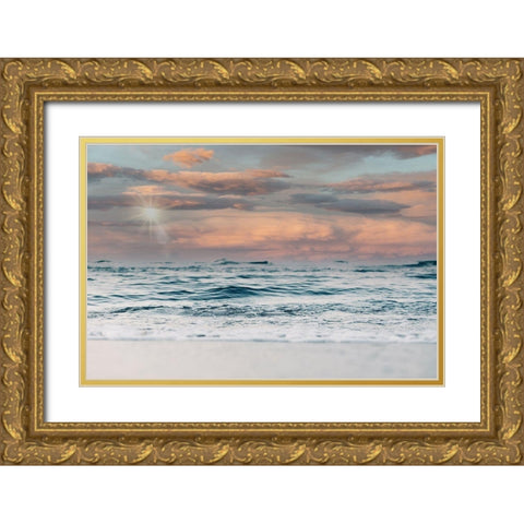 Ocean and Sun Gold Ornate Wood Framed Art Print with Double Matting by Moss, Tara