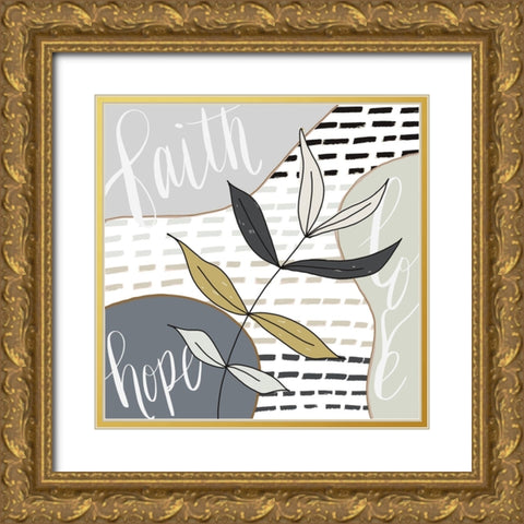 Faith-Hope-Love Gold Ornate Wood Framed Art Print with Double Matting by Moss, Tara