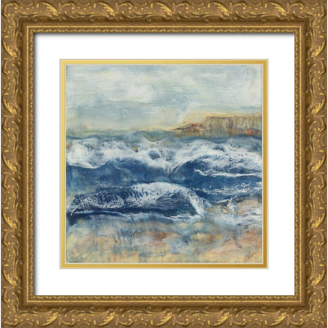 Awash Gold Ornate Wood Framed Art Print with Double Matting by Shanti, Shima