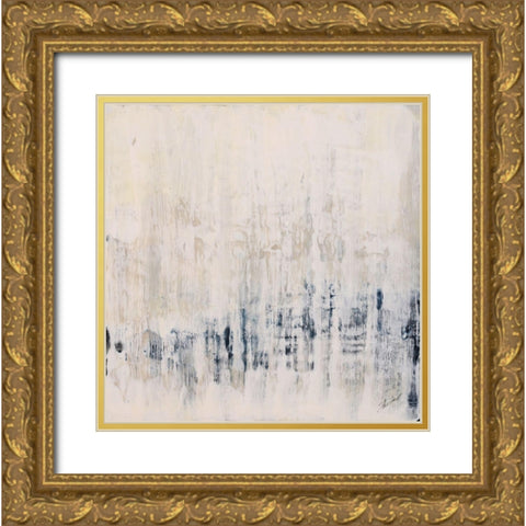 Blue Ice Gold Ornate Wood Framed Art Print with Double Matting by Shanti, Shima