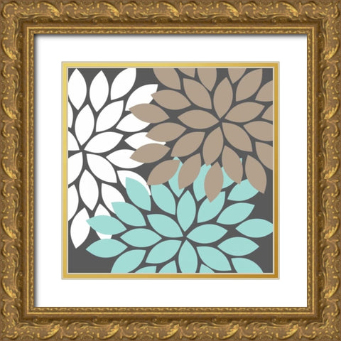 Flower Trio I Gold Ornate Wood Framed Art Print with Double Matting by Robinson, Tamara