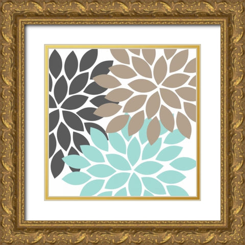 Flower Trio II Gold Ornate Wood Framed Art Print with Double Matting by Robinson, Tamara
