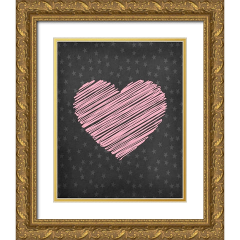 Heart Gold Ornate Wood Framed Art Print with Double Matting by Robinson, Tamara