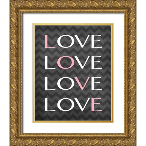 Love Love Love Love Gold Ornate Wood Framed Art Print with Double Matting by Robinson, Tamara