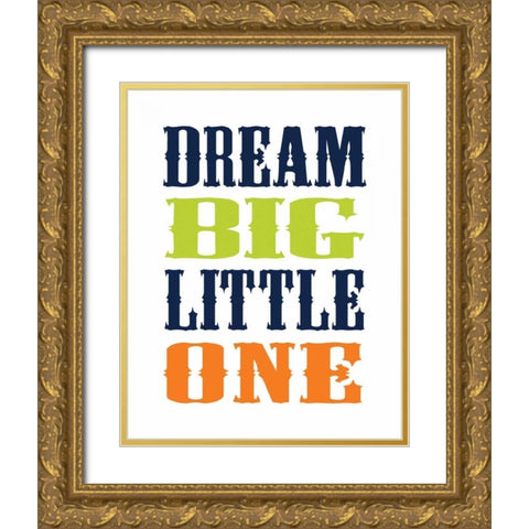 Dino Dream Big Gold Ornate Wood Framed Art Print with Double Matting by Robinson, Tamara