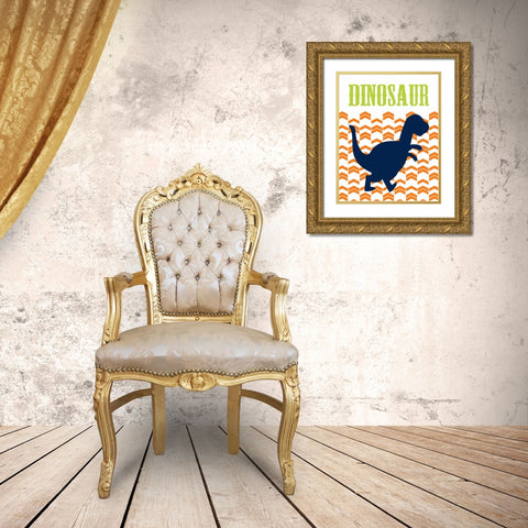 Dino III Gold Ornate Wood Framed Art Print with Double Matting by Robinson, Tamara