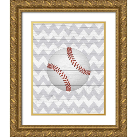Baseball Gold Ornate Wood Framed Art Print with Double Matting by Robinson, Tamara