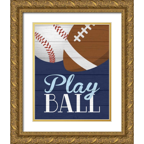 Play Ball Gold Ornate Wood Framed Art Print with Double Matting by Robinson, Tamara