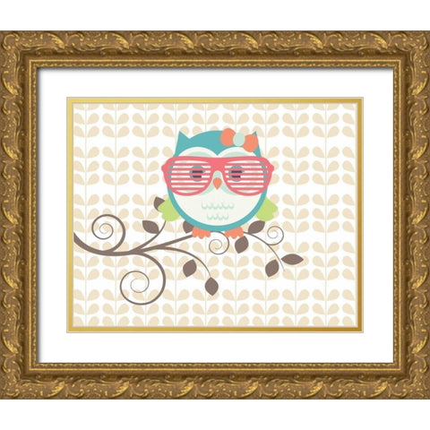 Owls 1A Gold Ornate Wood Framed Art Print with Double Matting by Robinson, Tamara