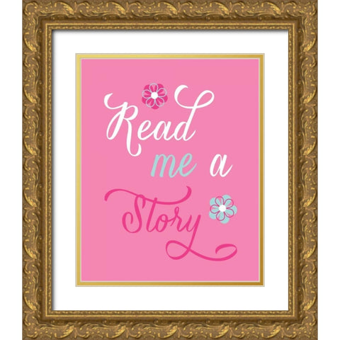 Read Me a Story Gold Ornate Wood Framed Art Print with Double Matting by Robinson, Tamara