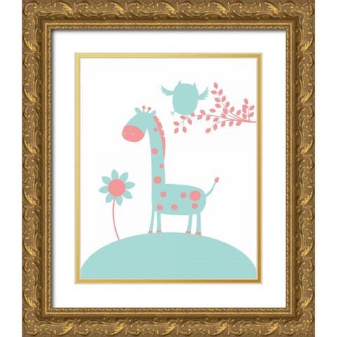 Giraffe Gold Ornate Wood Framed Art Print with Double Matting by Robinson, Tamara