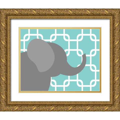 Elephant Chain Gold Ornate Wood Framed Art Print with Double Matting by Robinson, Tamara