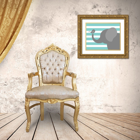 Elephant Stripe Gold Ornate Wood Framed Art Print with Double Matting by Robinson, Tamara