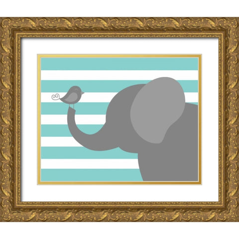 Elephant Stripe Gold Ornate Wood Framed Art Print with Double Matting by Robinson, Tamara