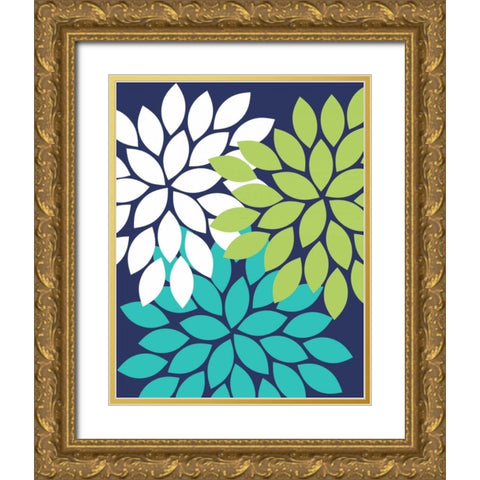Trio Flower Burst 28 Gold Ornate Wood Framed Art Print with Double Matting by Robinson, Tamara
