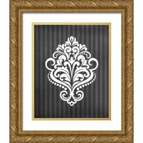 Damask III Gold Ornate Wood Framed Art Print with Double Matting by Robinson, Tamara
