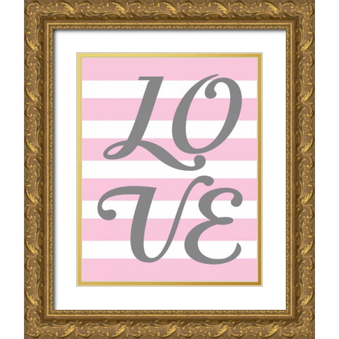 Love Stripe Gold Ornate Wood Framed Art Print with Double Matting by Robinson, Tamara