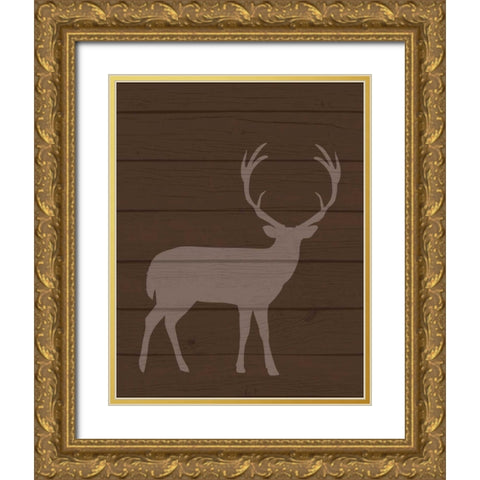 Deer I Gold Ornate Wood Framed Art Print with Double Matting by Robinson, Tamara