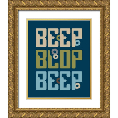 Robot Quote Gold Ornate Wood Framed Art Print with Double Matting by Robinson, Tamara