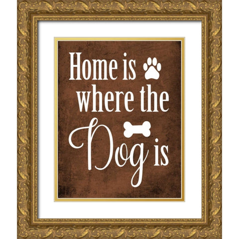 Dog Home Gold Ornate Wood Framed Art Print with Double Matting by Robinson, Tamara