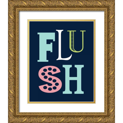 Flush on Navy Gold Ornate Wood Framed Art Print with Double Matting by Robinson, Tamara