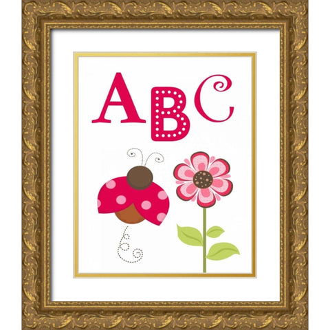 Ladybug ABC Gold Ornate Wood Framed Art Print with Double Matting by Robinson, Tamara