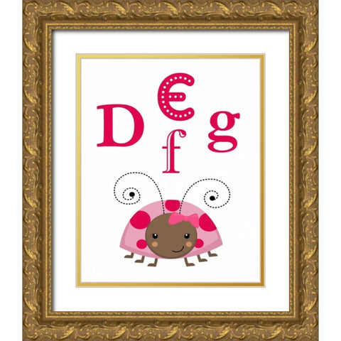 Ladybug DEFG Gold Ornate Wood Framed Art Print with Double Matting by Robinson, Tamara