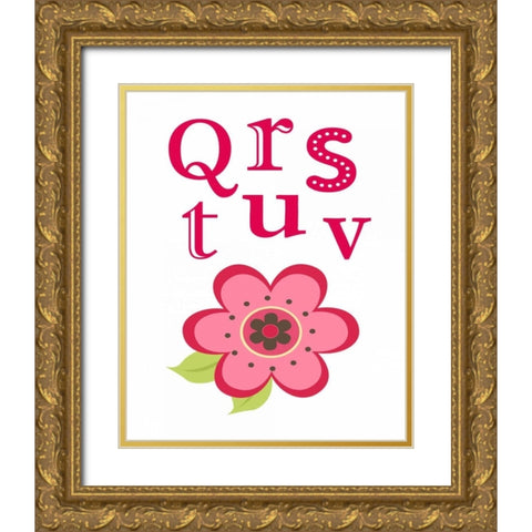 Ladybug QRSTUV Gold Ornate Wood Framed Art Print with Double Matting by Robinson, Tamara