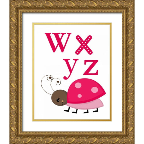 Ladybug WXYZ Gold Ornate Wood Framed Art Print with Double Matting by Robinson, Tamara