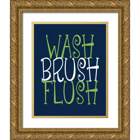 Wash Brush Flush Alligator Gold Ornate Wood Framed Art Print with Double Matting by Robinson, Tamara