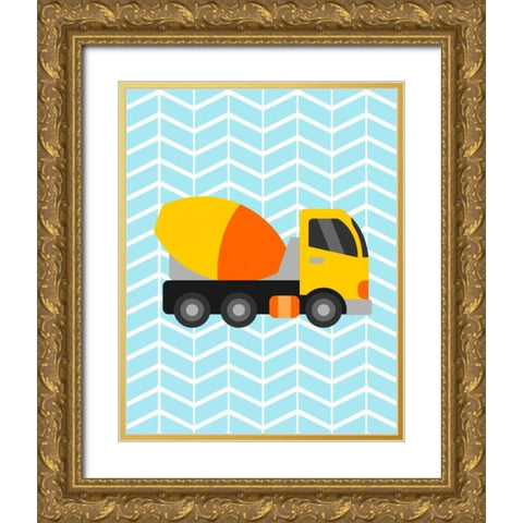 Construction Truck III Gold Ornate Wood Framed Art Print with Double Matting by Robinson, Tamara