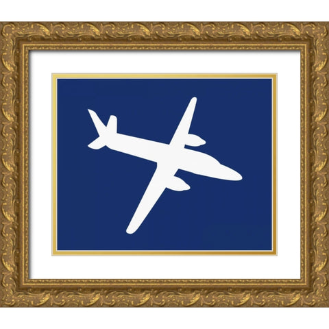 Airplane III Gold Ornate Wood Framed Art Print with Double Matting by Robinson, Tamara