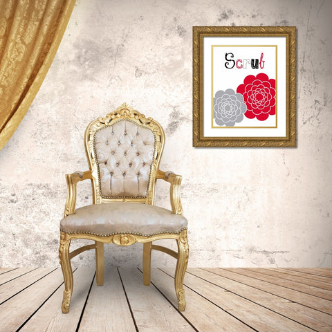 Flower Scrub Rose Gold Ornate Wood Framed Art Print with Double Matting by Robinson, Tamara