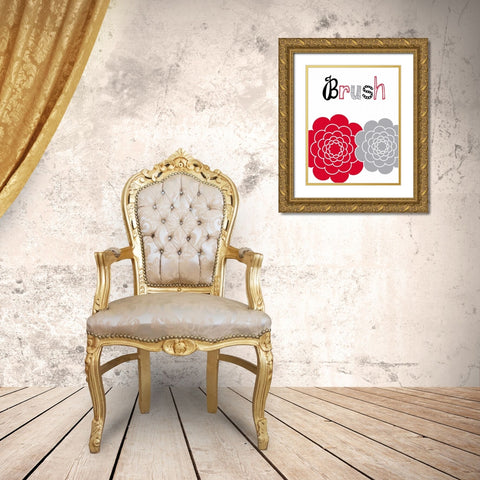 Flower Brush Rose Gold Ornate Wood Framed Art Print with Double Matting by Robinson, Tamara