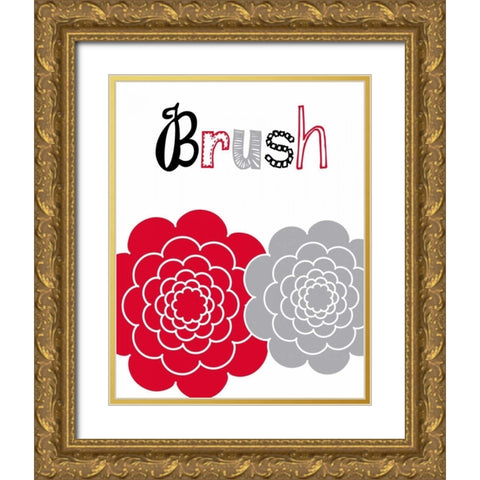 Flower Brush Rose Gold Ornate Wood Framed Art Print with Double Matting by Robinson, Tamara