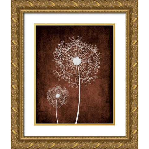 Dandelion on Brown Gold Ornate Wood Framed Art Print with Double Matting by Robinson, Tamara