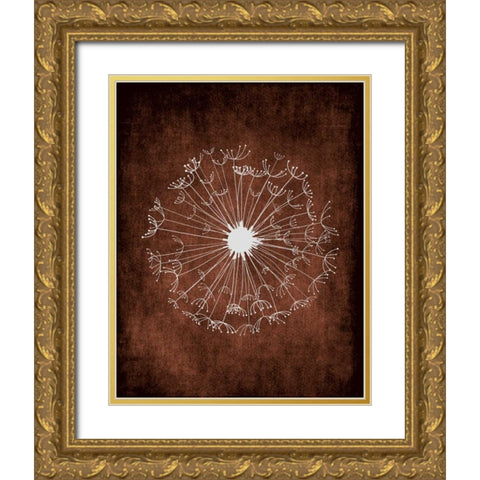 Dandelion on Brown II Gold Ornate Wood Framed Art Print with Double Matting by Robinson, Tamara