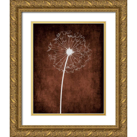 Dandelion on Brown III Gold Ornate Wood Framed Art Print with Double Matting by Robinson, Tamara