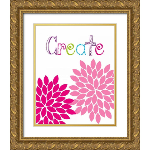 Create Flower Gold Ornate Wood Framed Art Print with Double Matting by Robinson, Tamara