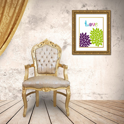 Love Flower Gold Ornate Wood Framed Art Print with Double Matting by Robinson, Tamara