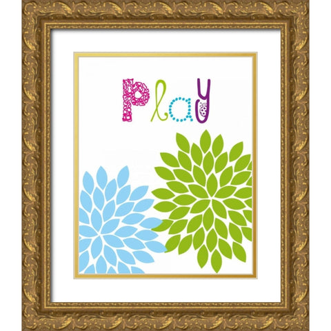 Play Flower Gold Ornate Wood Framed Art Print with Double Matting by Robinson, Tamara