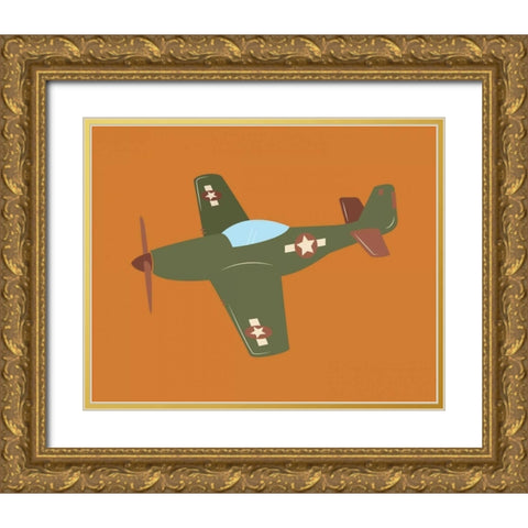 Plane V Gold Ornate Wood Framed Art Print with Double Matting by Robinson, Tamara