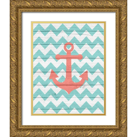 Nautical Anchor Gold Ornate Wood Framed Art Print with Double Matting by Robinson, Tamara
