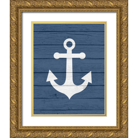 Nautical Anchor Gold Ornate Wood Framed Art Print with Double Matting by Robinson, Tamara
